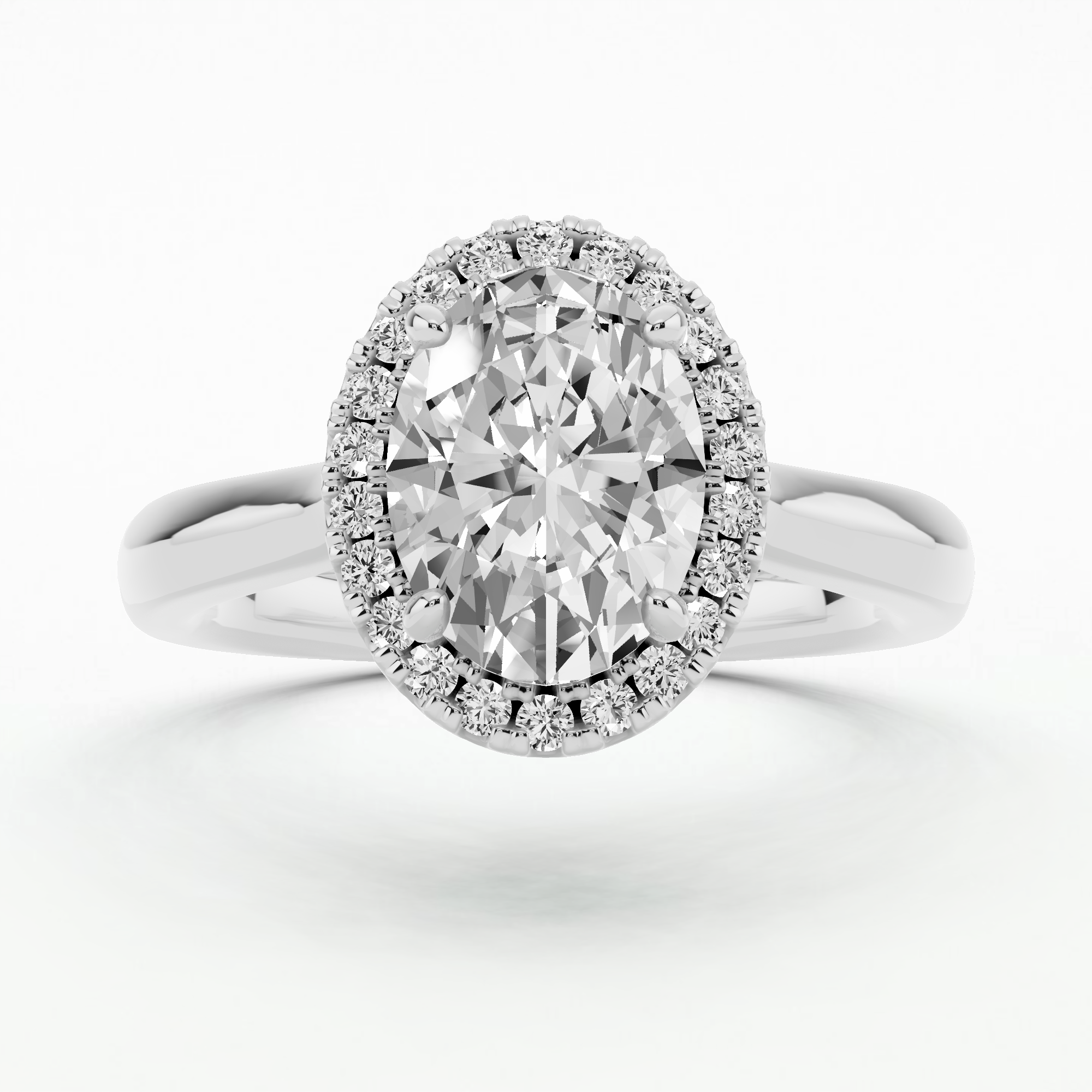 Cross Bridge Halo Solitaire Ring-Oval
