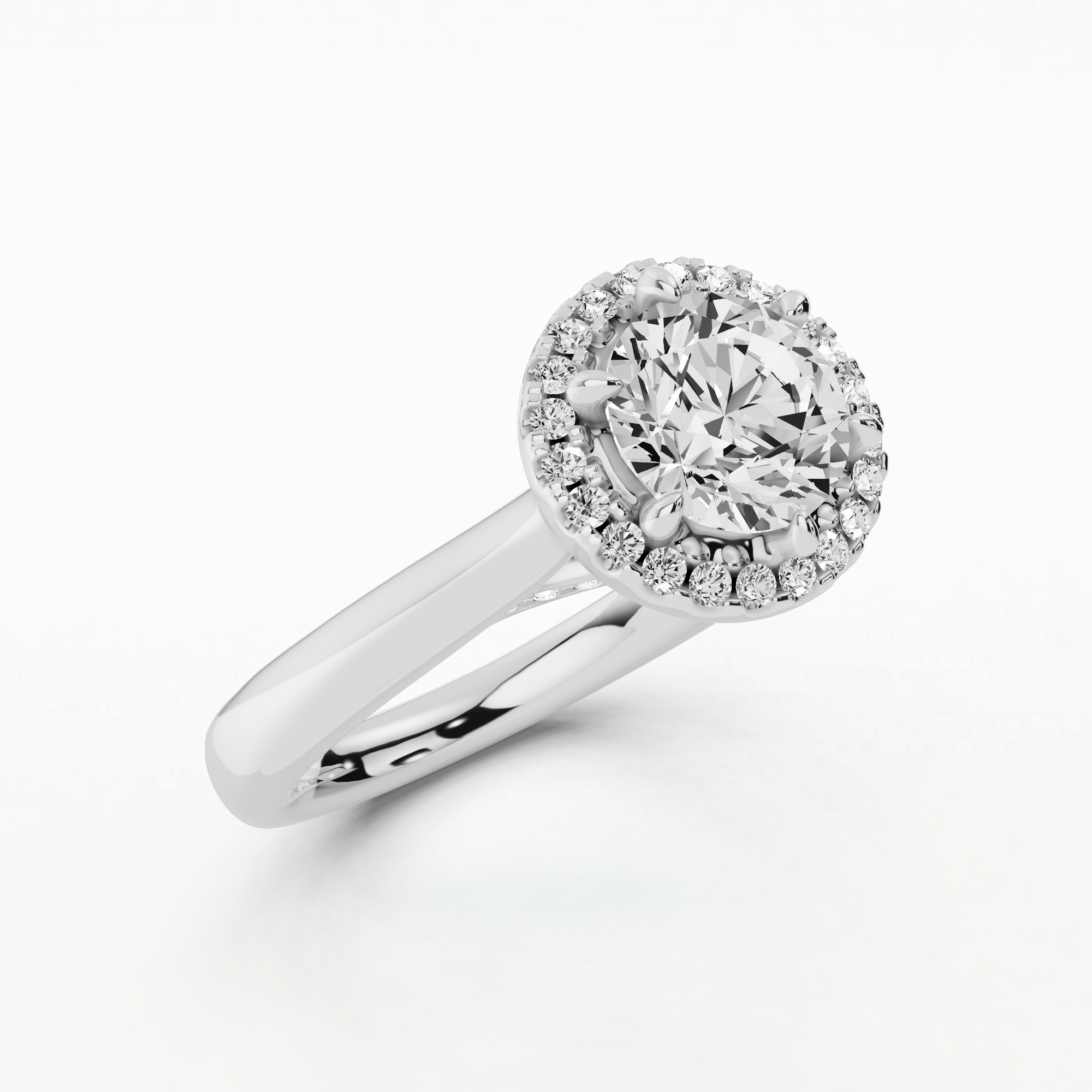 Cross Bridge Halo Solitaire Ring-Round