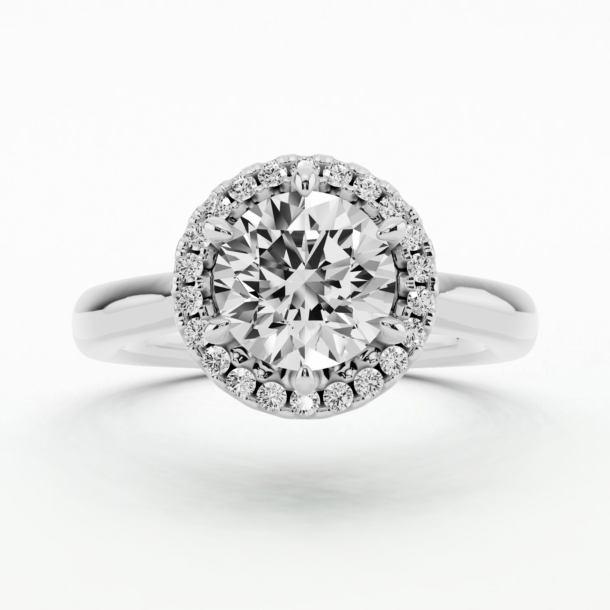 Cross Bridge Halo Solitaire Ring-Round