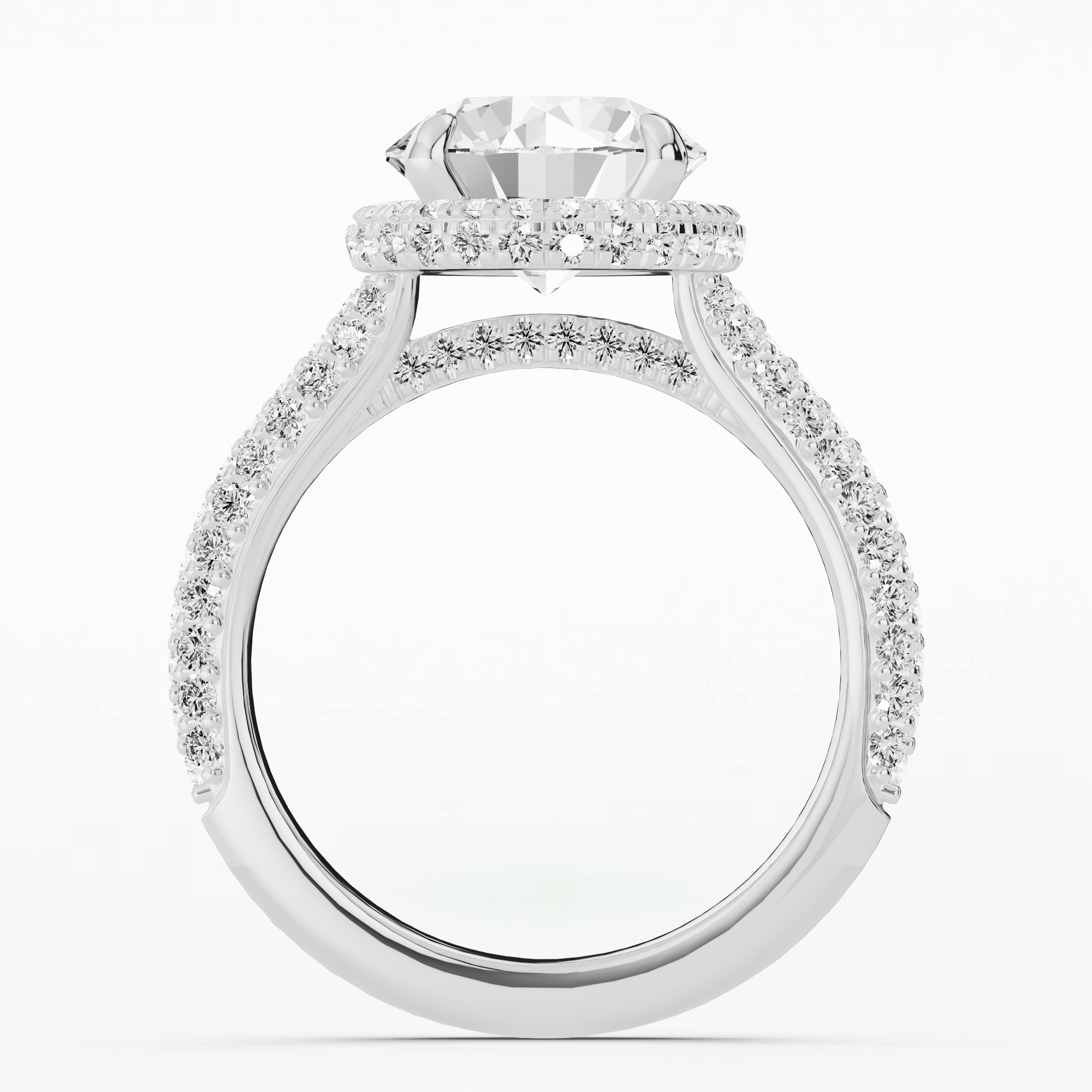 The Studded Halo Solitaire Ring-Round