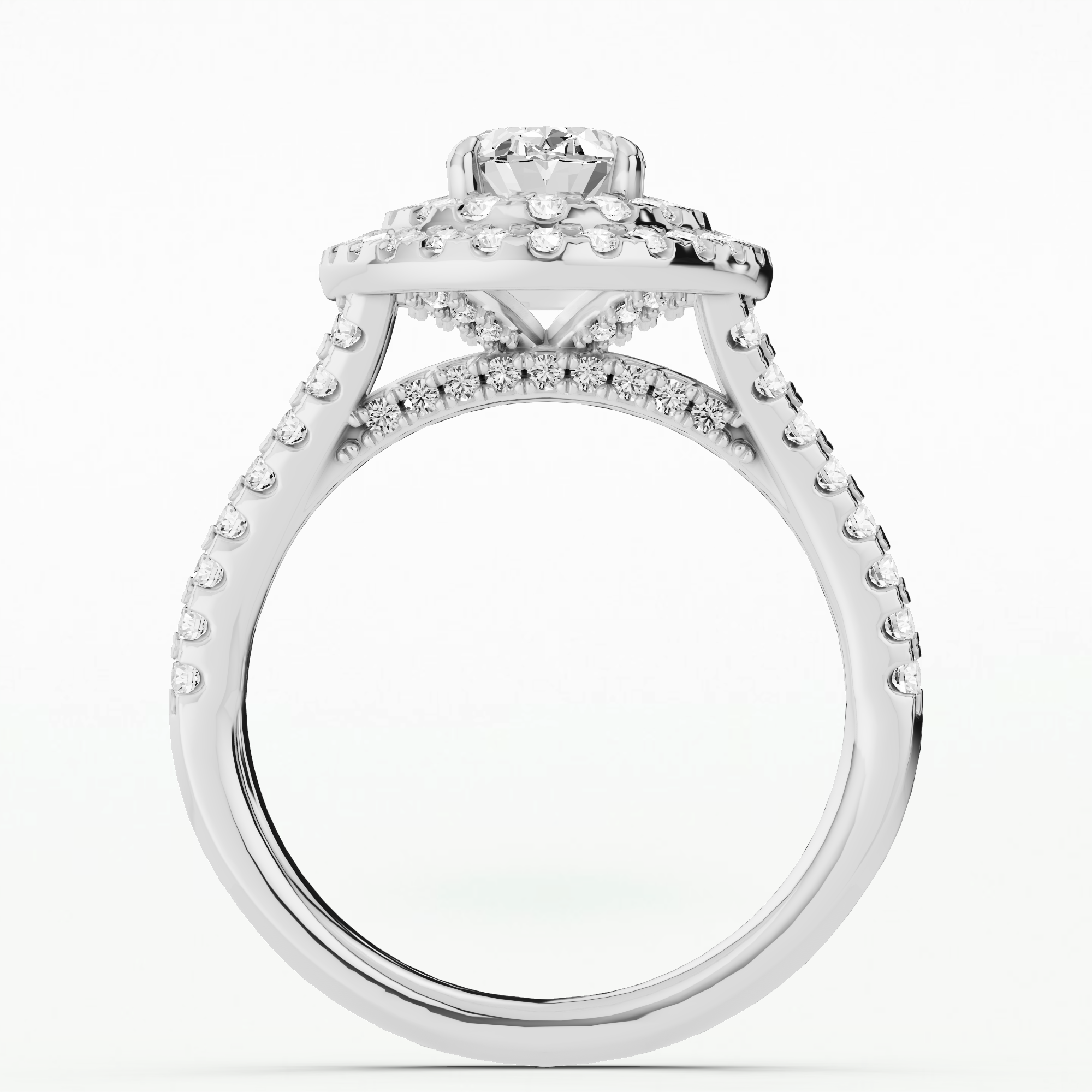 The Marchioness - Double Halo Solitaire Ring-Oval