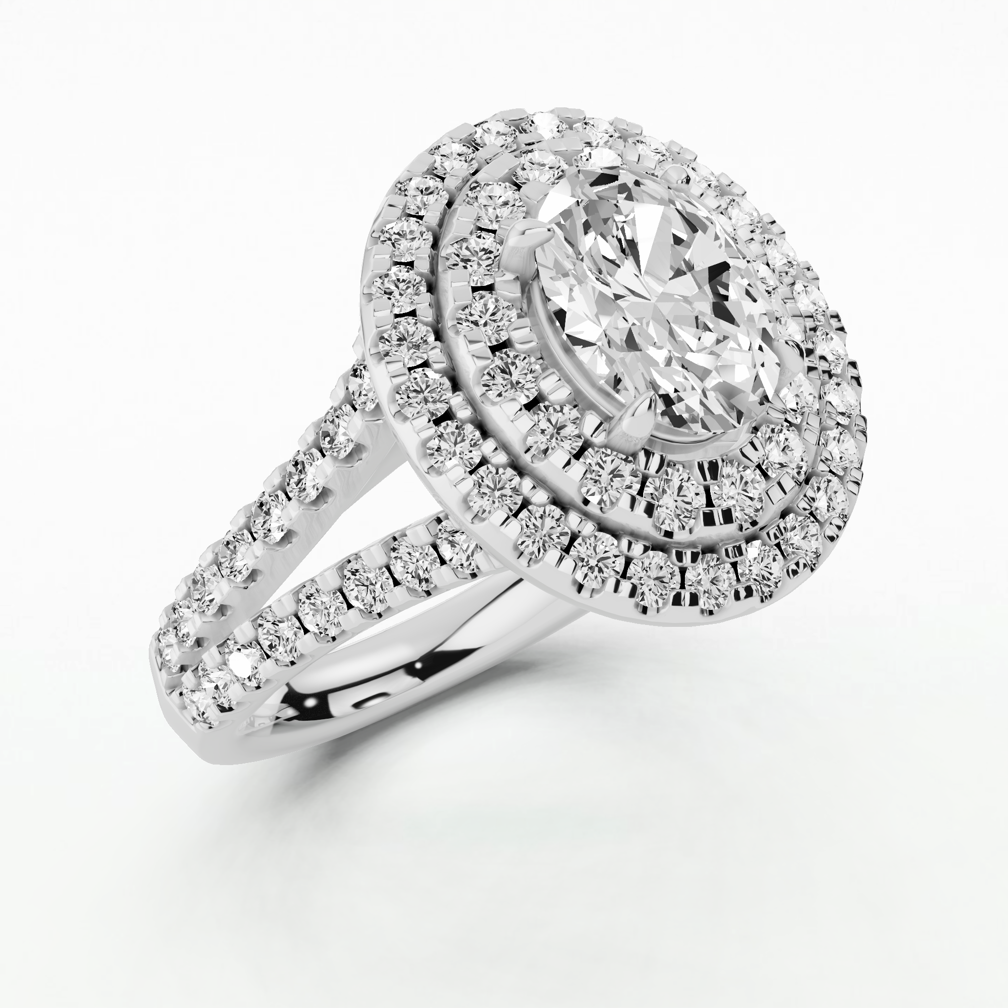 The Marchioness - Double Halo Solitaire Ring-Oval