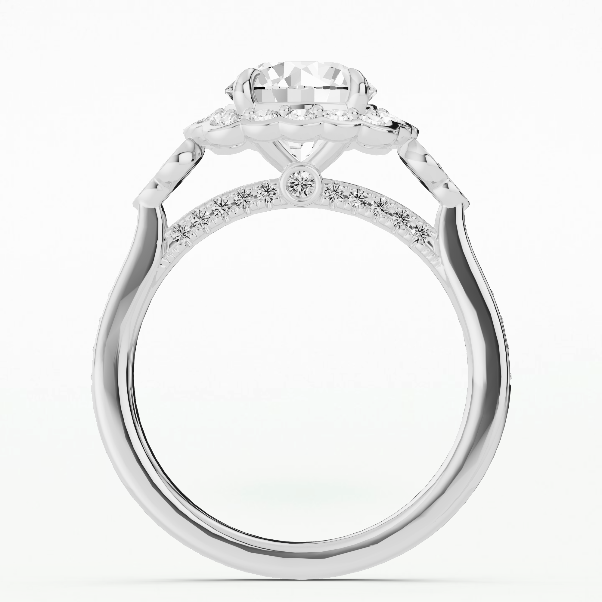 Enchanted Halo Solitaire Diamond Ring-Round