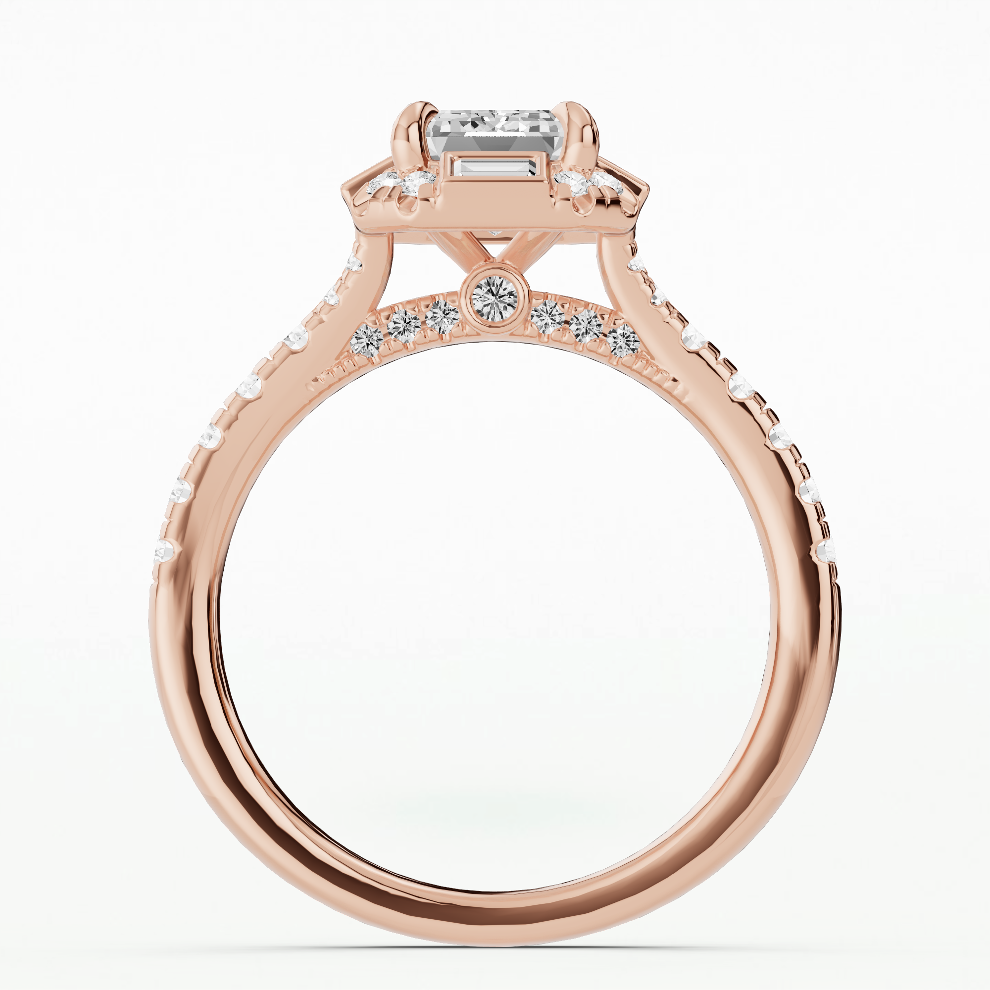 Halley's Comet Solitaire Diamond Ring-Emerald Cut