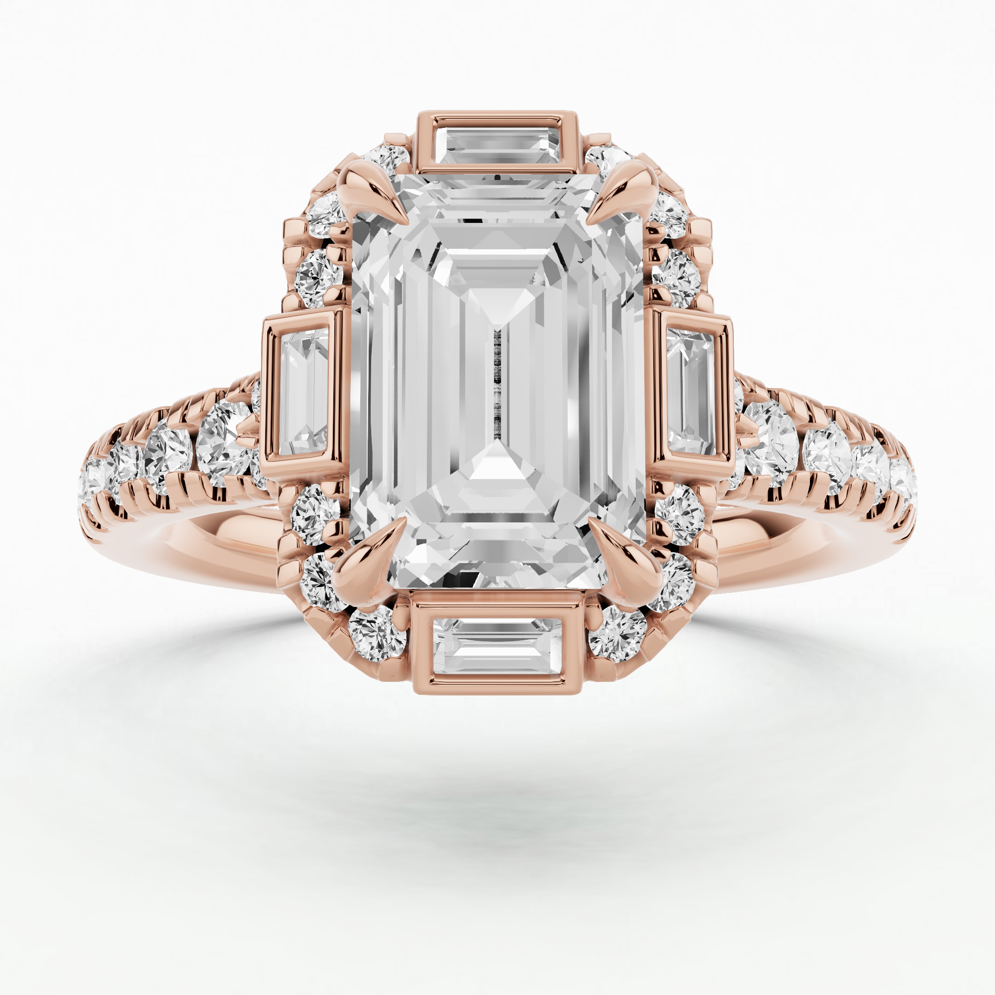 Halley's Comet Solitaire Diamond Ring-Emerald Cut