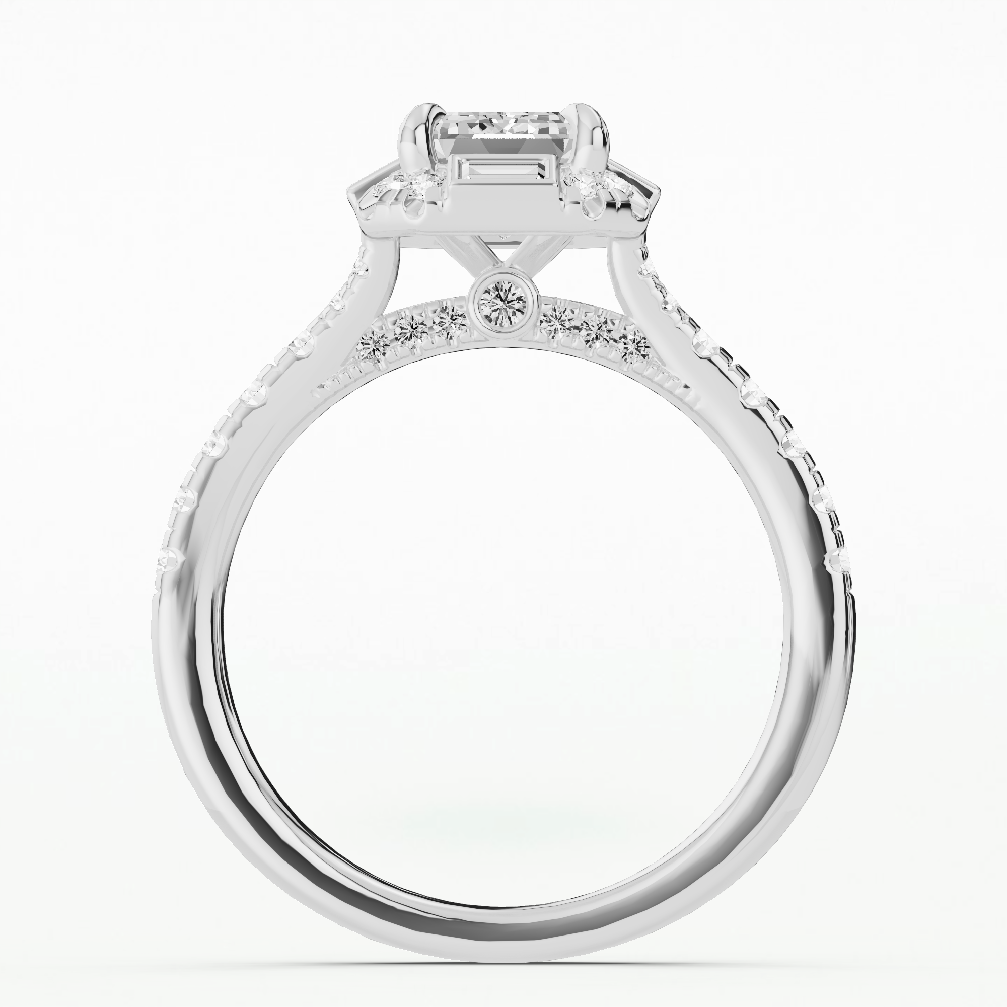 Halley's Comet Solitaire Diamond Ring-Emerald Cut