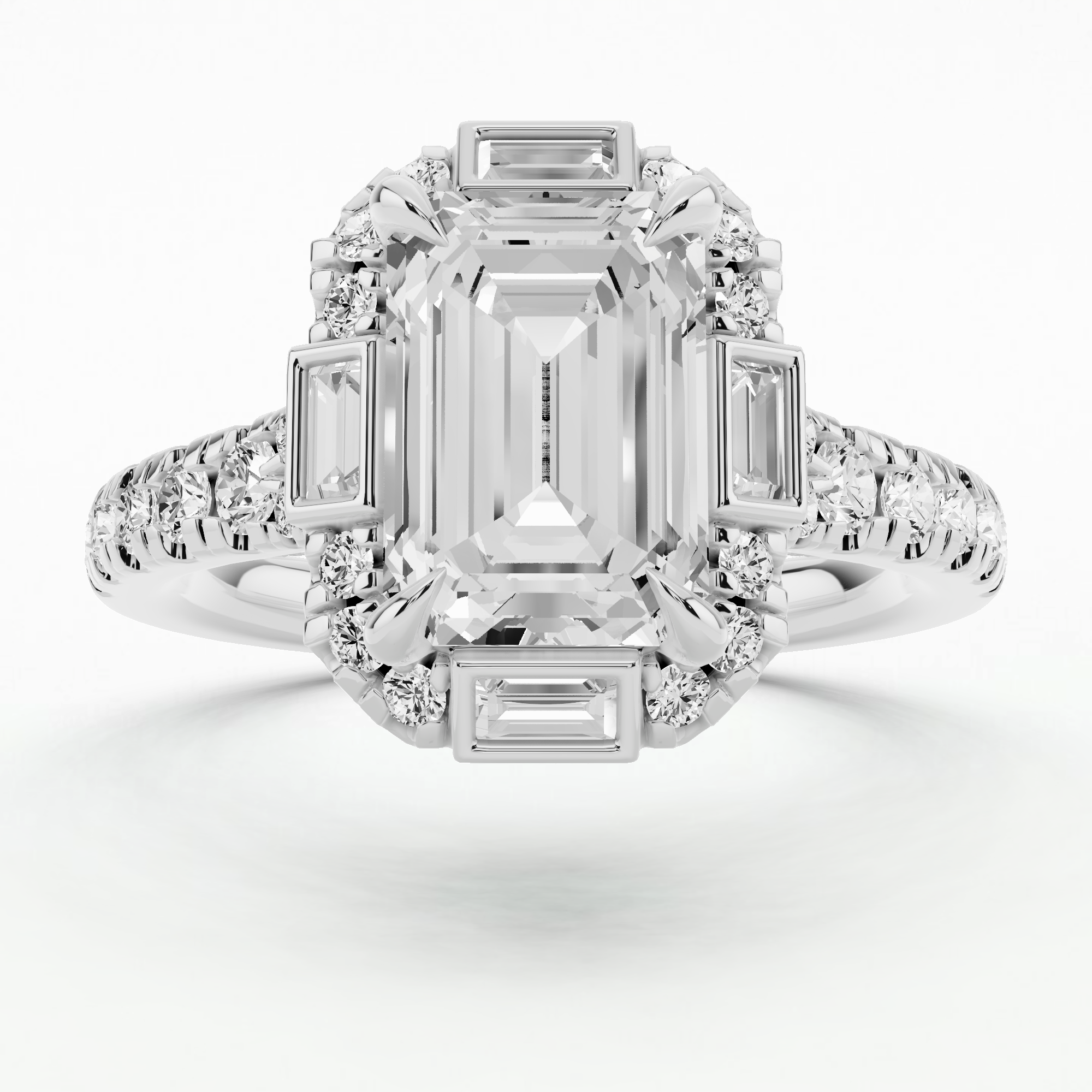 Halley's Comet Solitaire Diamond Ring-Emerald Cut