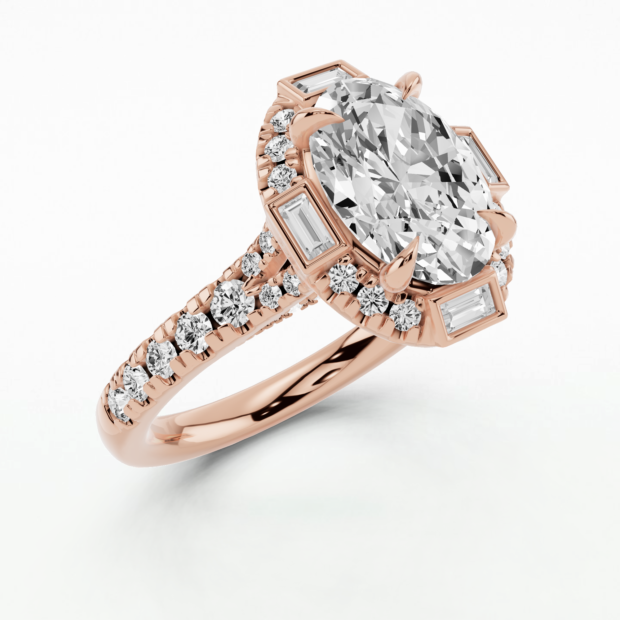 Halley's Comet Solitaire Diamond Ring-Oval