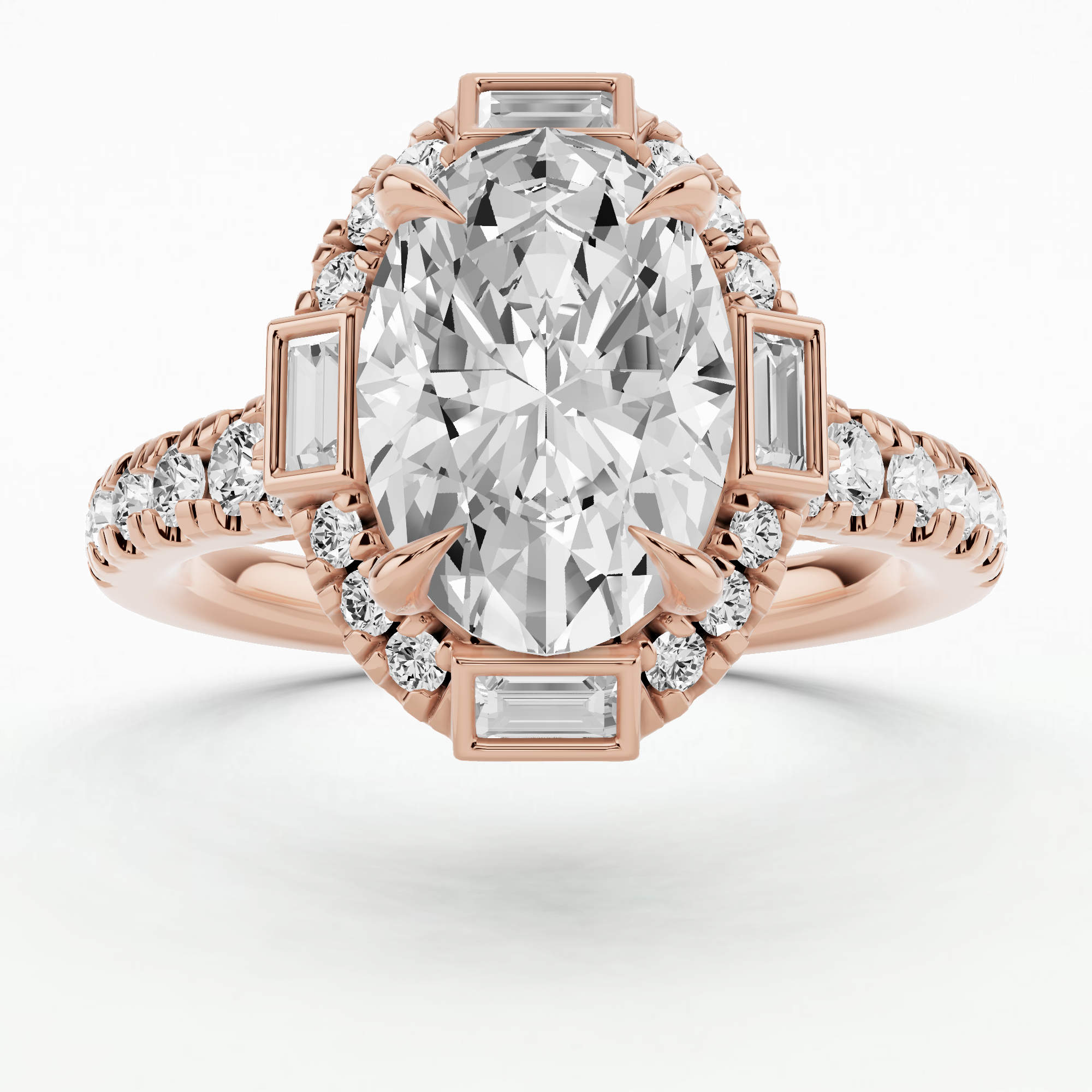Halley's Comet Solitaire Diamond Ring-Oval