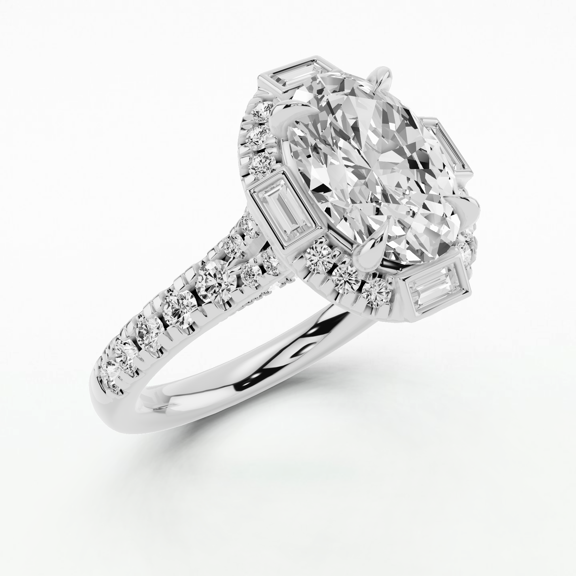 Halley's Comet Solitaire Diamond Ring-Oval
