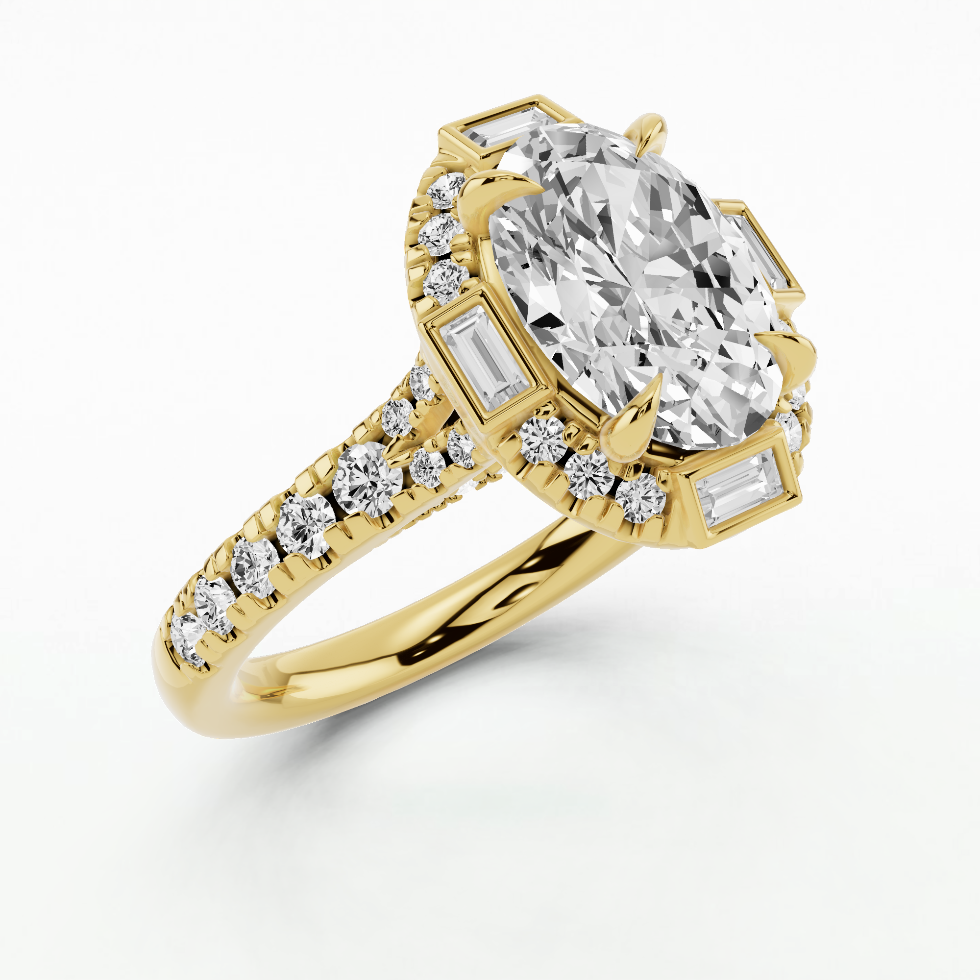 Halley's Comet Solitaire Diamond Ring-Oval