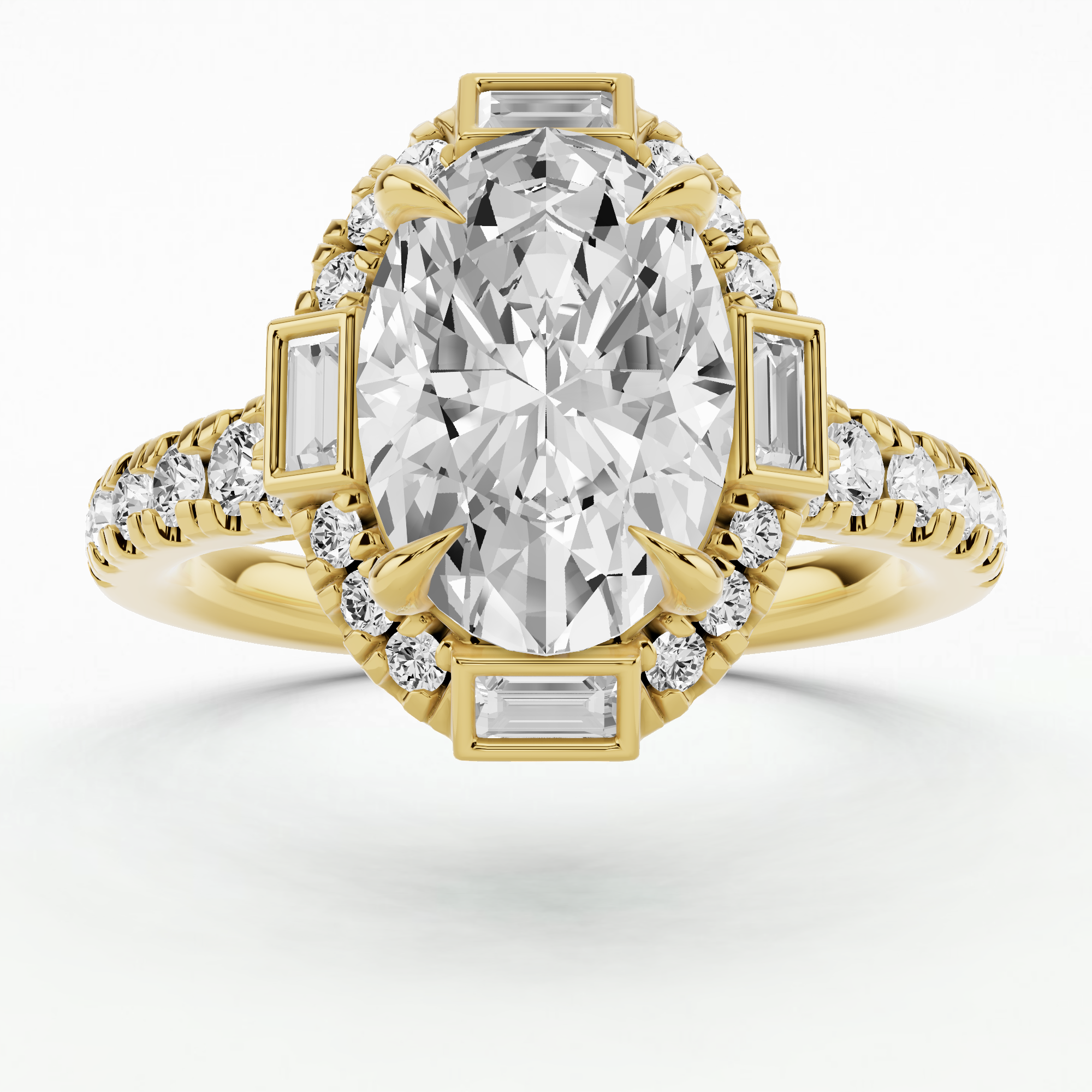 Halley's Comet Solitaire Diamond Ring-Oval
