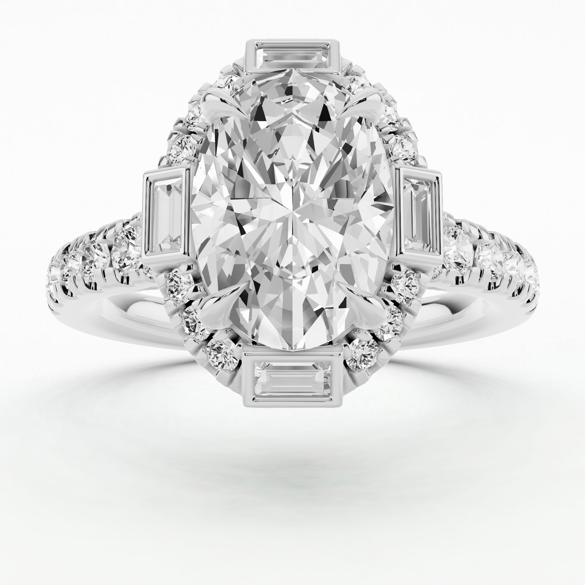 Halley's Comet Solitaire Diamond Ring-Oval