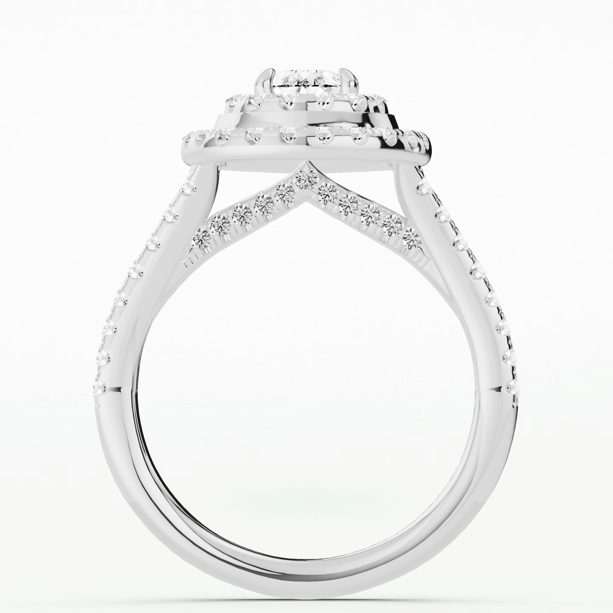 Dewdrop Dual Halo Solitaire Diamond Ring-Multi Stone
