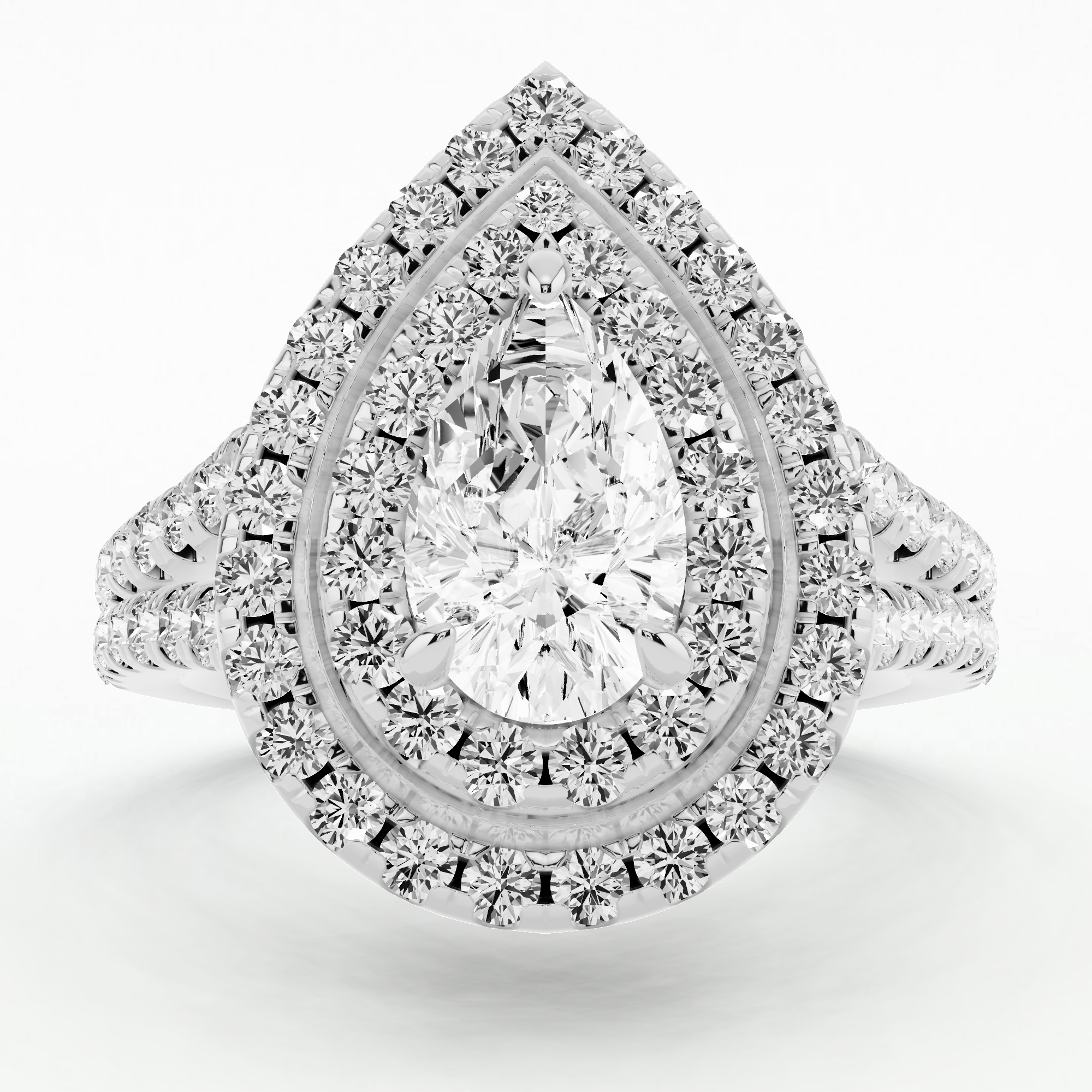 Dewdrop Dual Halo Solitaire Diamond Ring-Multi Stone