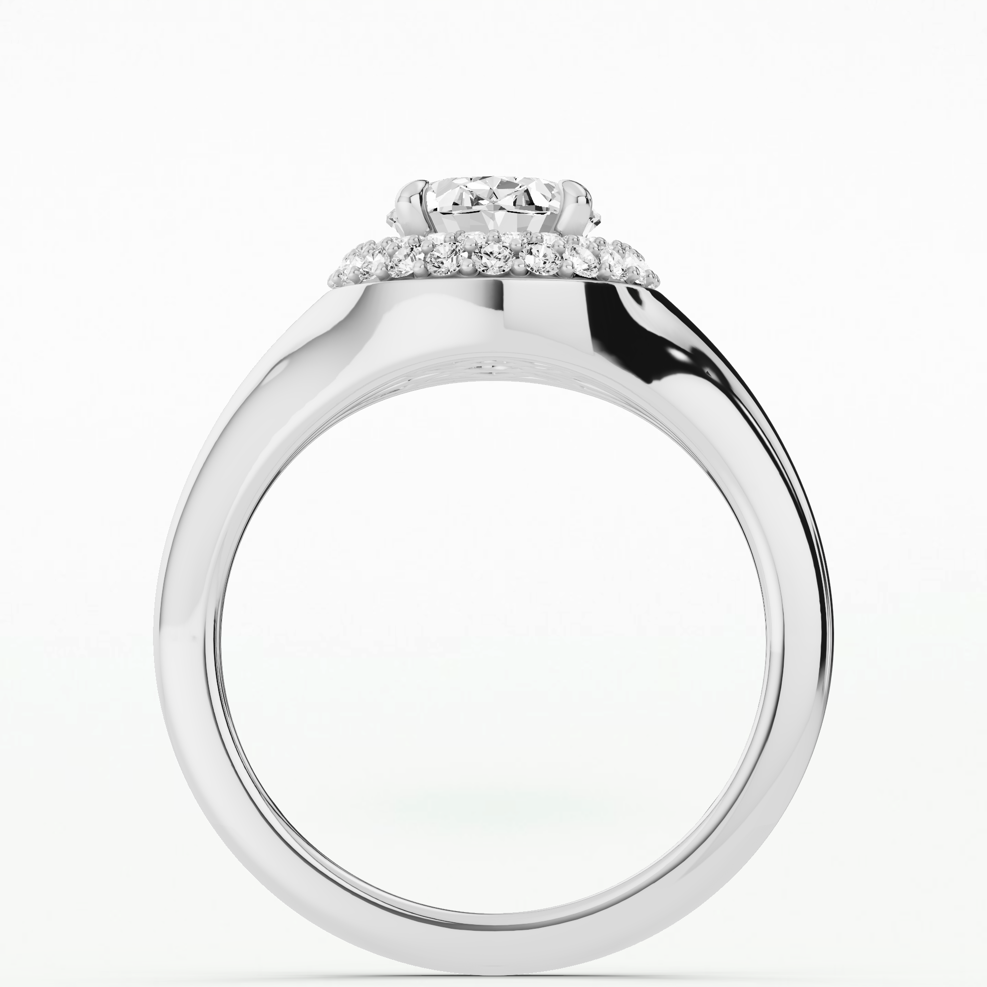Olivia Halo Solitaire Diamond Ring - Oval