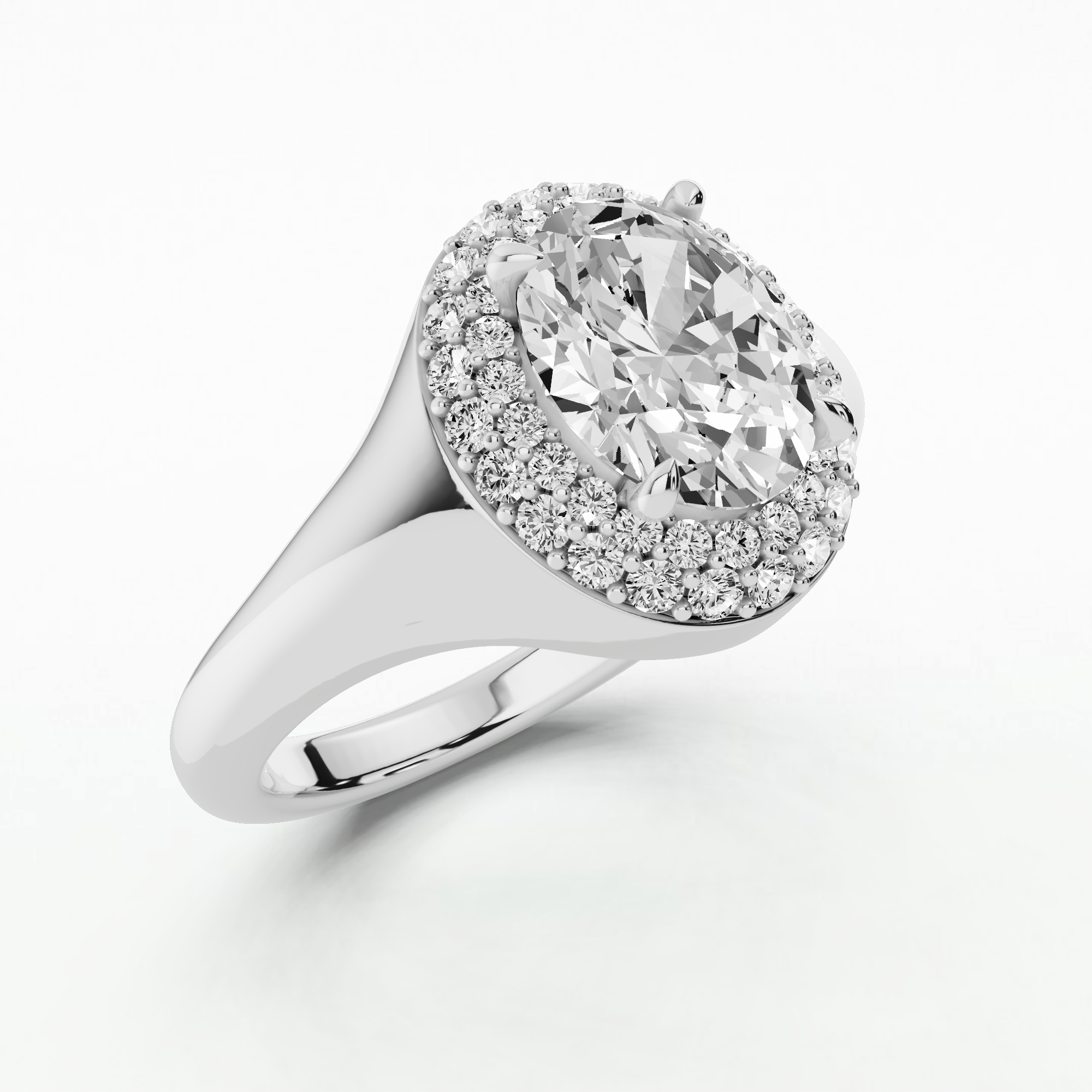 Olivia Halo Solitaire Diamond Ring - Oval
