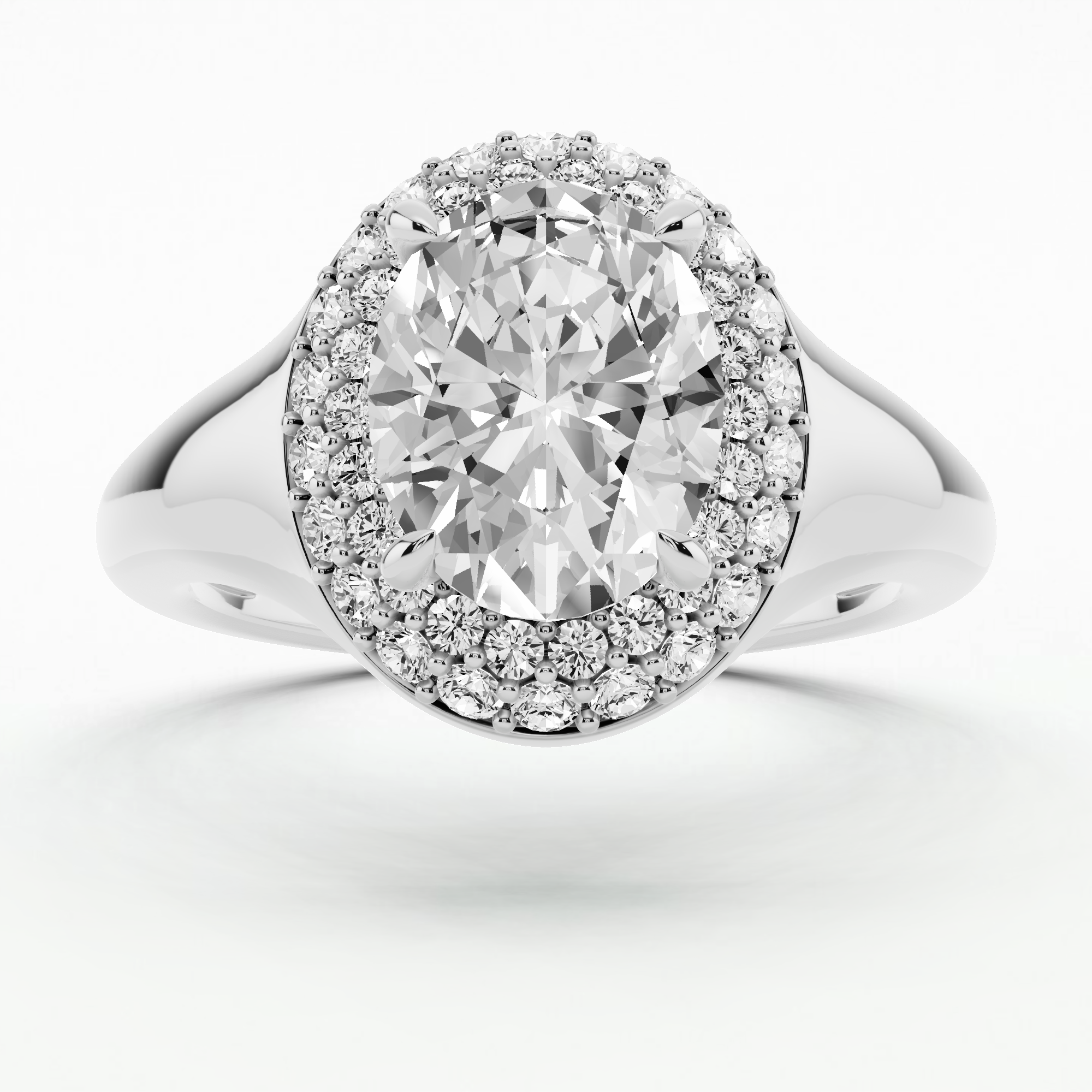 Olivia Halo Solitaire Diamond Ring - Oval