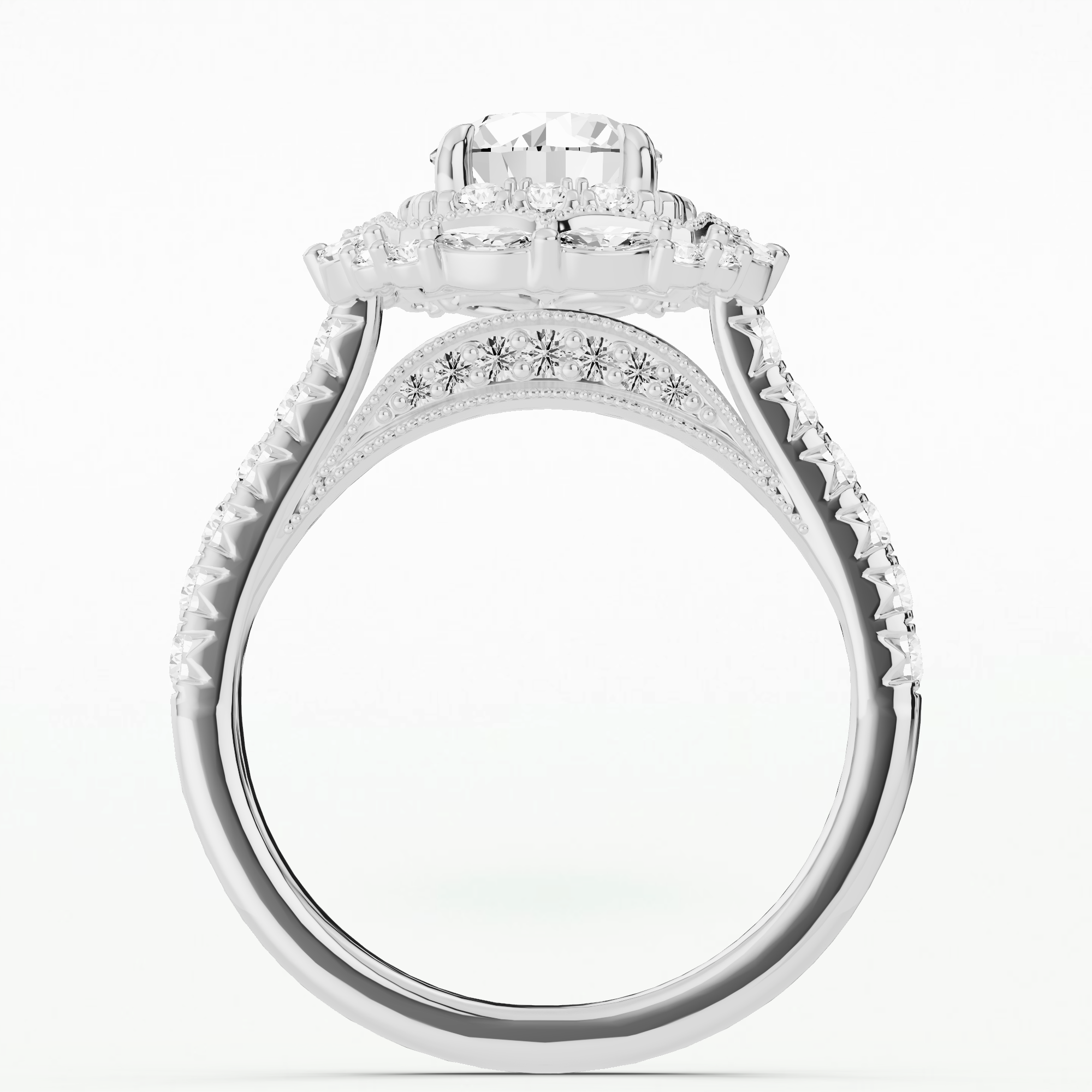 Majeste Halo Solitaire Diamond Ring-Round
