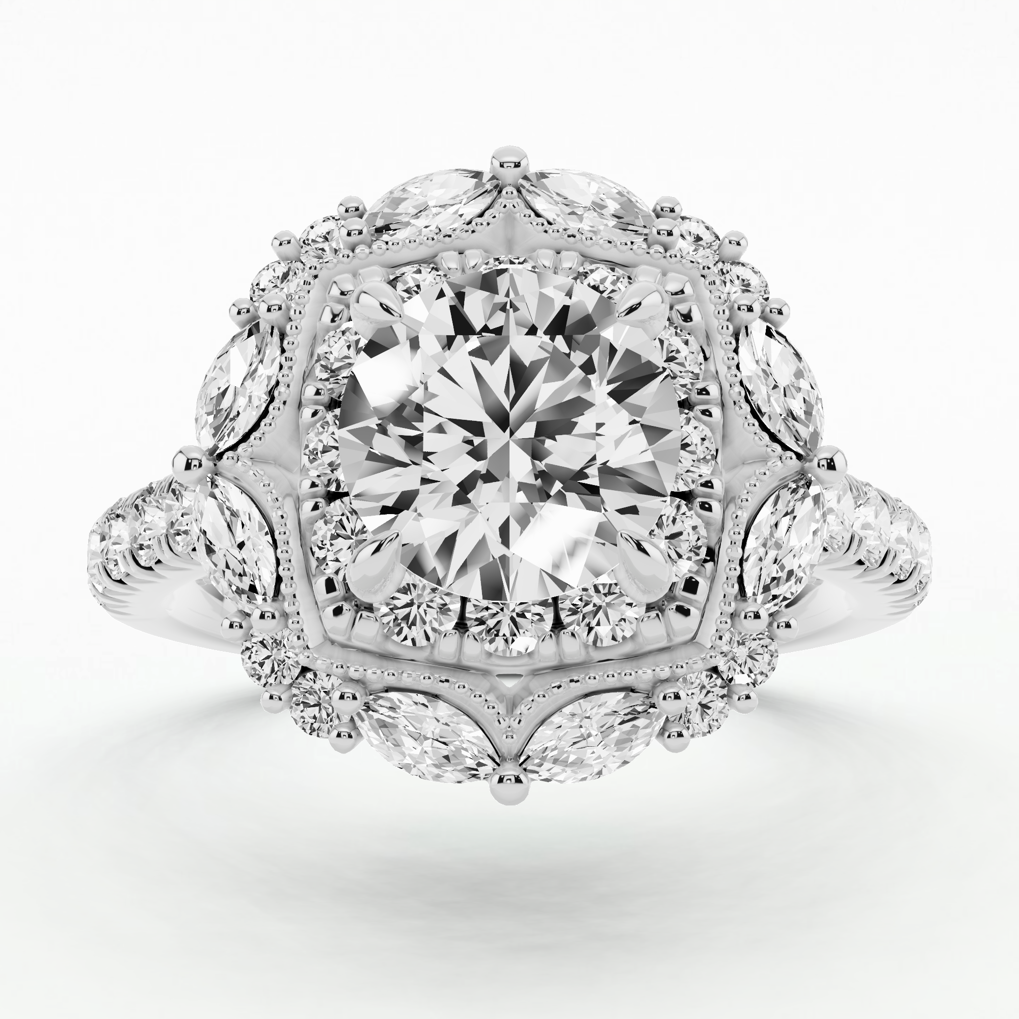 Majeste Halo Solitaire Diamond Ring-Round