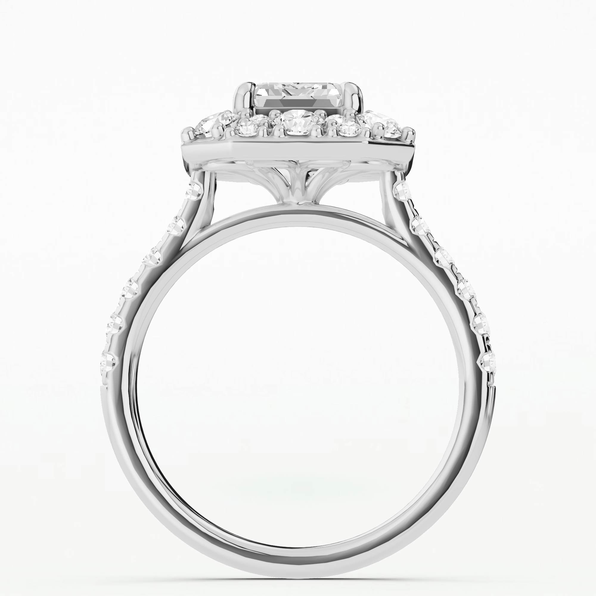 Halo Bloom Ring - Emerald Cut