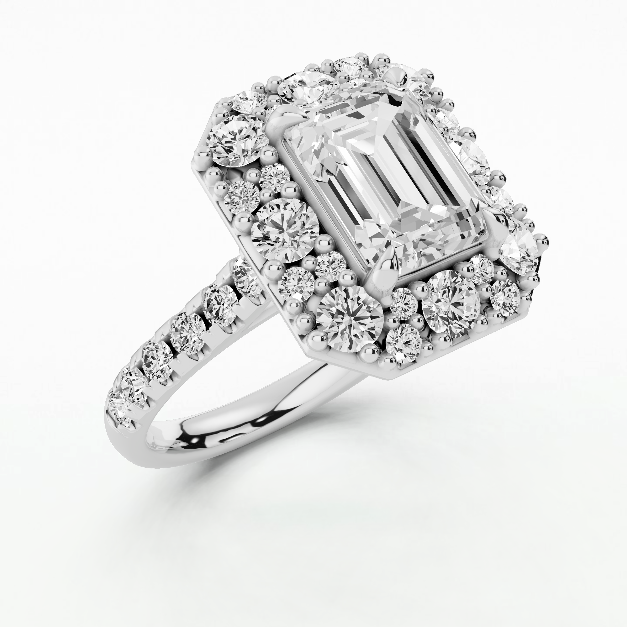 Halo Bloom Ring - Emerald Cut