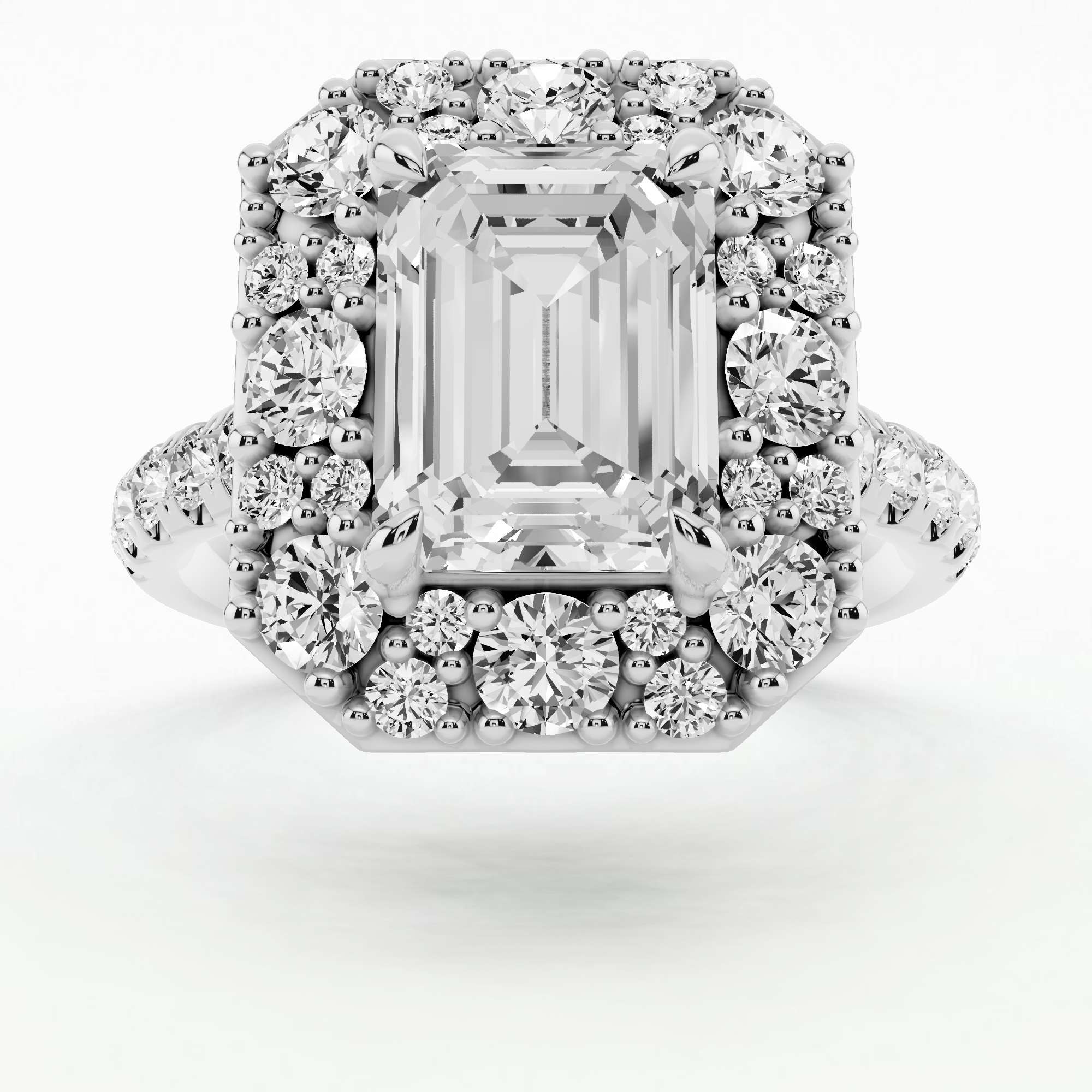 Halo Bloom Ring - Emerald Cut