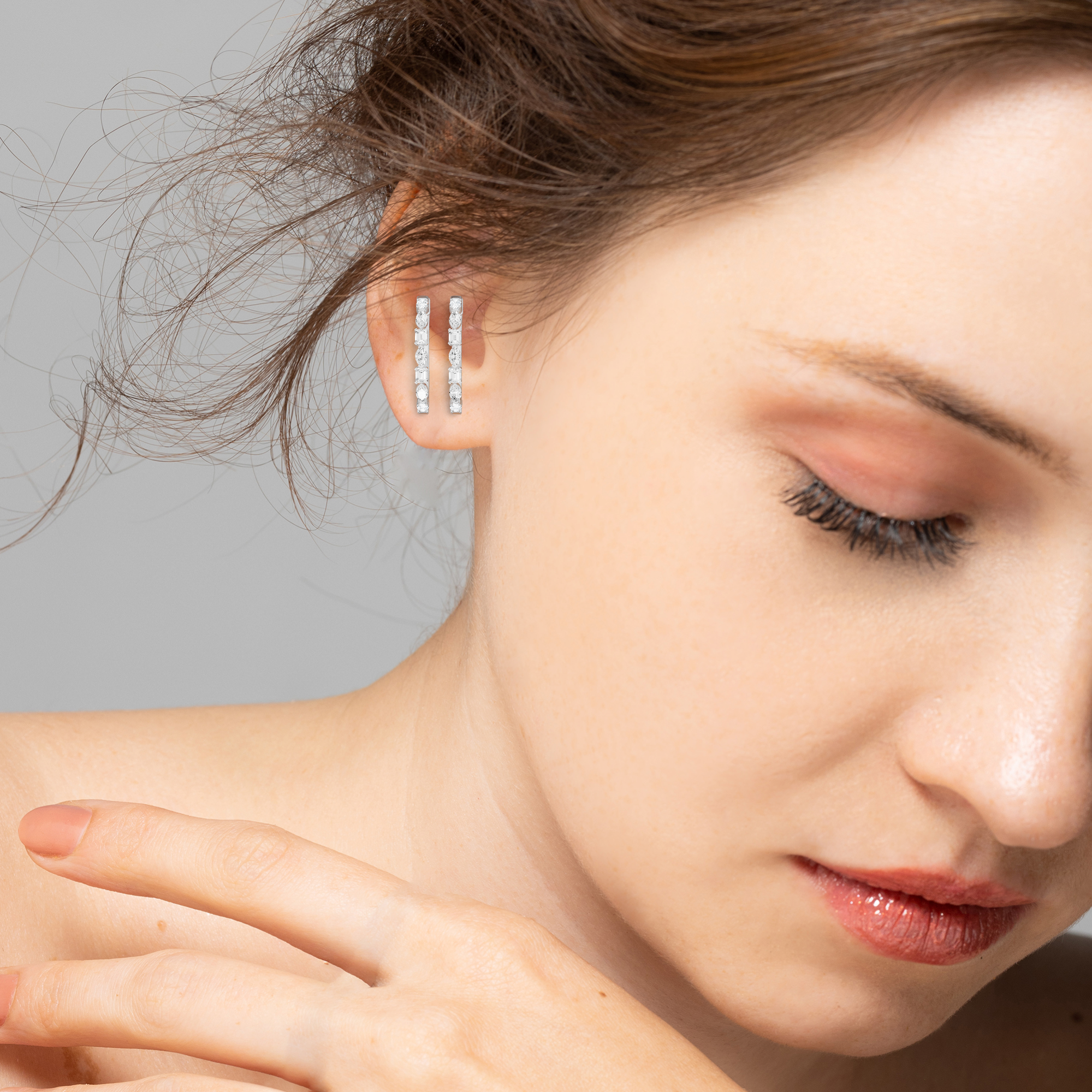 Emma Lab Grown Diamond Hoops-Multi Stone