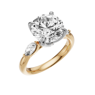 White Smoke Marquise Accent 18kt Engagement Ring, with a 3ct Round Lab Grown Diamond Solitaire, in a Tulip Setting