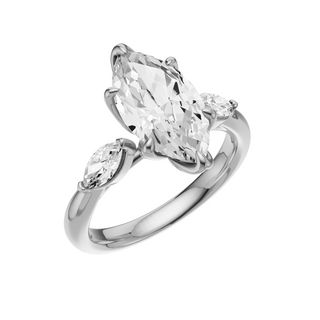 White Smoke Marquise Accent 14kt Engagement Ring, with a 2.55ct Marquise Lab Grown Diamond Solitaire, in a Tulip Setting