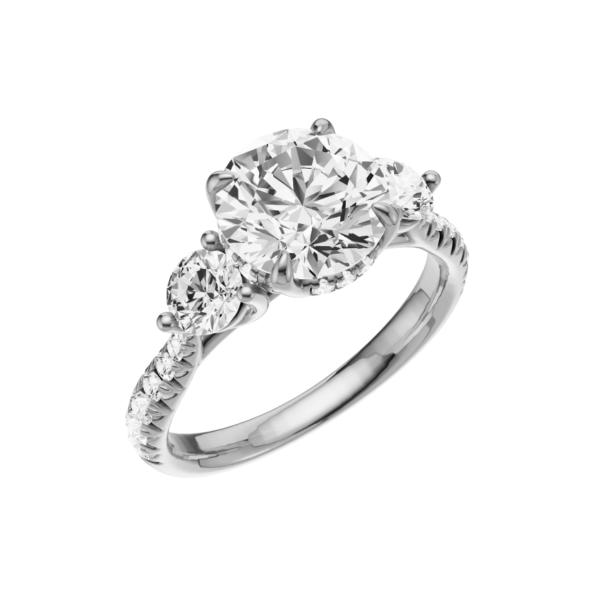 Buy Pave Round Accent PL Engagement Ring, with a 2ct Round Lab Grown ...