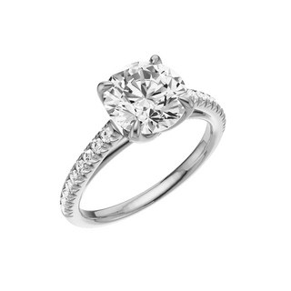 White Smoke Cathedral 18kt Engagement Ring, with a 2ct Round Lab Grown Diamond Solitaire, in a Tulip Setting