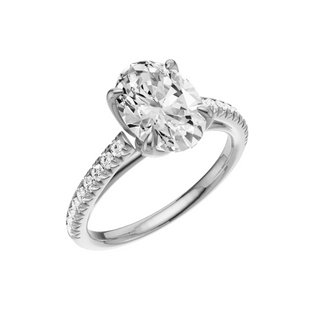 White Smoke Cathedral 14kt Engagement Ring, with a 2ct Oval Lab Grown Diamond Solitaire, in a Tulip Setting