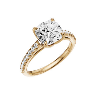 Light Gray Cathedral 14kt Engagement Ring, with a 2ct Cushion Lab Grown Diamond Solitaire, in a Tulip Setting