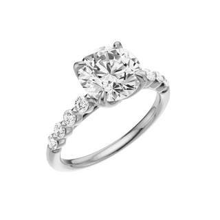Light Gray Button Prong 18kt Engagement Ring, with a 2ct Round Lab Grown Diamond Solitaire, in a Tulip Setting