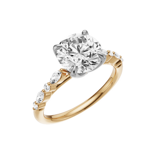 White Smoke Floating Diamonds 18kt Engagement Ring, with a 2ct Round Lab Grown Diamond Solitaire, in a Tulip Setting