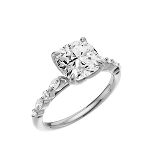 Light Gray Floating Diamonds PL Engagement Ring, with a 2ct Cushion Lab Grown Diamond Solitaire, in a Tulip Setting
