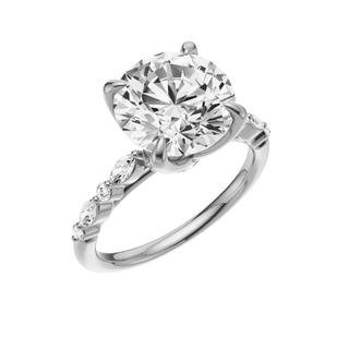 Light Gray Floating Diamonds PL Engagement Ring, with a 3ct Round Lab Grown Diamond Solitaire, in a Tulip Setting