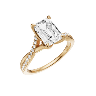 White Smoke Crossover 14kt Engagement Ring, with a 2ct Emerald Lab Grown Diamond Solitaire, in a Tulip Setting