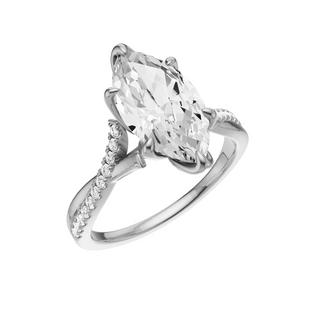 White Smoke Crossover 18kt Engagement Ring, with a 2ct Marquise Lab Grown Diamond Solitaire, in a Tulip Setting