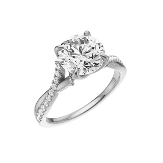 White Smoke Crossover 18kt Engagement Ring, with a 2ct Round Lab Grown Diamond Solitaire, in a Tulip Setting