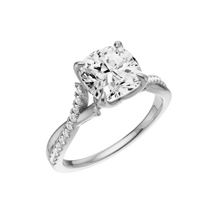 Crossover 14kt Engagement Ring, with a 2.18ct Cushion Lab Grown Diamond Solitaire, in a Tulip Setting