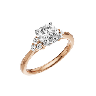 White Smoke Trinity Knife Edge 14kt Engagement Ring, with a 1ct Round Lab Grown Diamond Solitaire, in a Tulip Setting