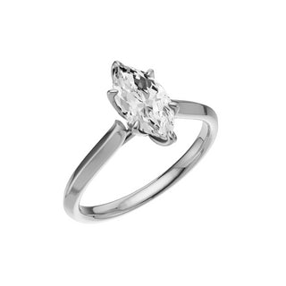Gray Knife Edge 18kt Engagement Ring, with a 1ct Marquise Lab Grown Diamond Solitaire, in a Tulip Setting