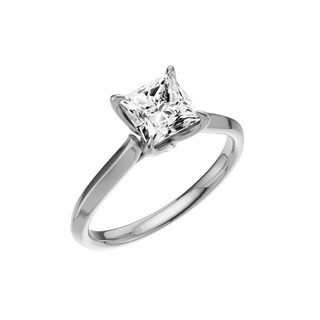 Gray Knife Edge 18kt Engagement Ring, with a 1ct Princess Lab Grown Diamond Solitaire, in a Tulip Setting