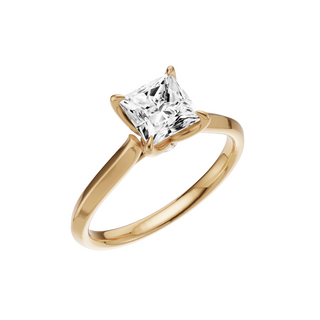 White Smoke Knife Edge 18kt Engagement Ring, with a 1ct Princess Lab Grown Diamond Solitaire, in a Tulip Setting