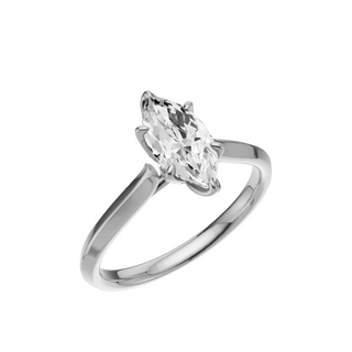 White Smoke Knife Edge 14kt Engagement Ring, with a 1.04ct Marquise Lab Grown Diamond Solitaire, in a Tulip Setting