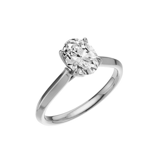 White Smoke Knife Edge 14kt Engagement Ring, with a 1.04ct Oval Lab Grown Diamond Solitaire, in a Tulip Setting