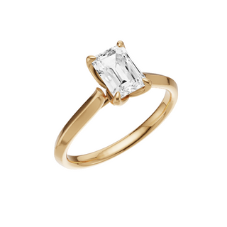 White Smoke Knife Edge 14kt Engagement Ring, with a 1.04ct Emerald Lab Grown Diamond Solitaire, in a Tulip Setting