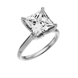 Gray Knife Edge 18kt Engagement Ring, with a 3ct Princess Lab Grown Diamond Solitaire, in a Tulip Setting